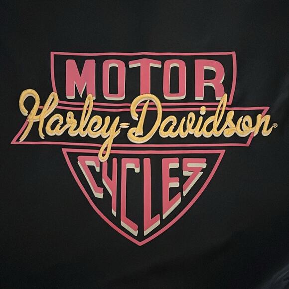 Harley Davidson Windbreaker Womens Size 2X Black Full Zip Pockets Hood Biker - Picture 11 of 16